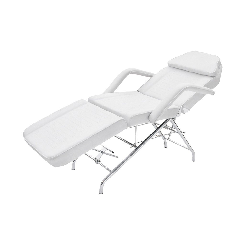 Lettino estetico fisso 3 sezioni in PVC bianco con foro facciale Weelko