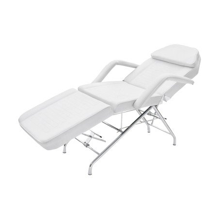 Lettino estetico fisso 3 sezioni in PVC bianco con foro facciale Weelko