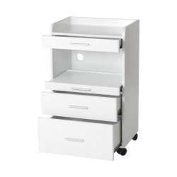 Carrito de madera lacado blanco con cajones Weelko