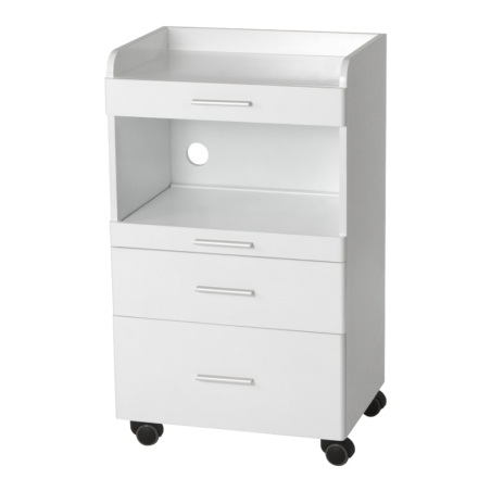 Carrito de madera lacado blanco con cajones Weelko