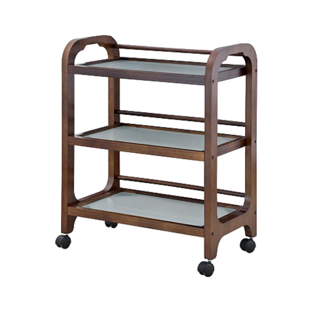 Carrito de Madera para Spa con Estantes de Cristal Weelko