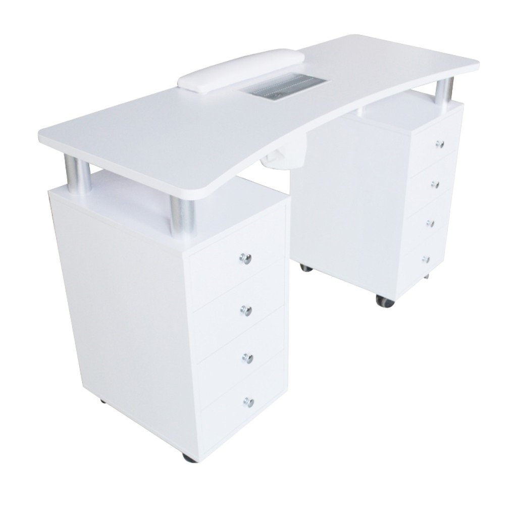 Mesa de Manicura Claire Weelko con Aspirador y Cajones Blancos