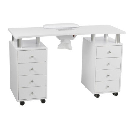 Mesa de Manicura Claire Weelko con Aspirador y Cajones Blancos