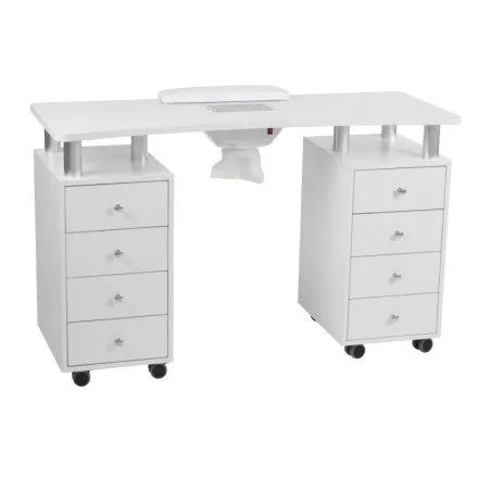 Mesa de Manicura Claire Weelko con Aspirador y Cajones Blancos