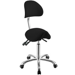 Weelko Attrazione Black Ergonomic Saddle Stool with Backrest and Wheels -Weelko -Salon Stool