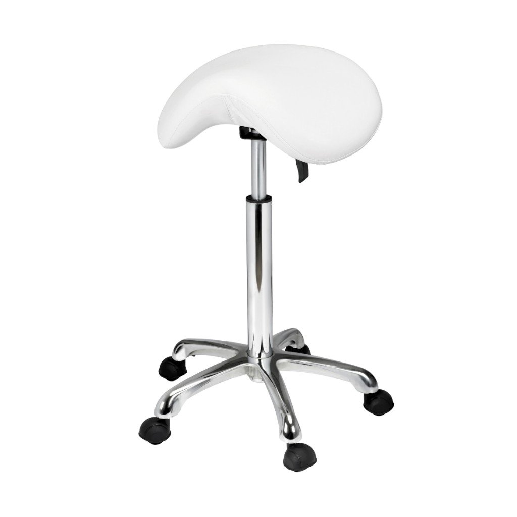 Weelko Sgabello con rotelle seduta a sella ergonomica regolabile 62-78 cm PU base cromata