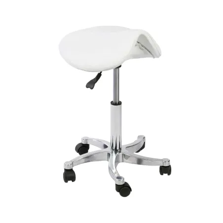 Taburete Circe ergonómico regulable con base cromada y ruedas