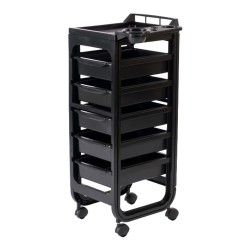 Carrito de Peluquería Hope Negro 5 Cajones Weelko con Bandeja Lateral -Weelko -Carritos barbero