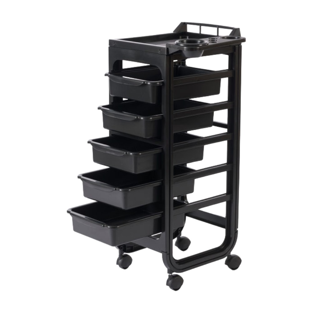 Carrinho de Cabeleireiro Weelko Hope Cart Black com 5 Gavetas Removíveis -Weelko -Carrinhos de barbeiro