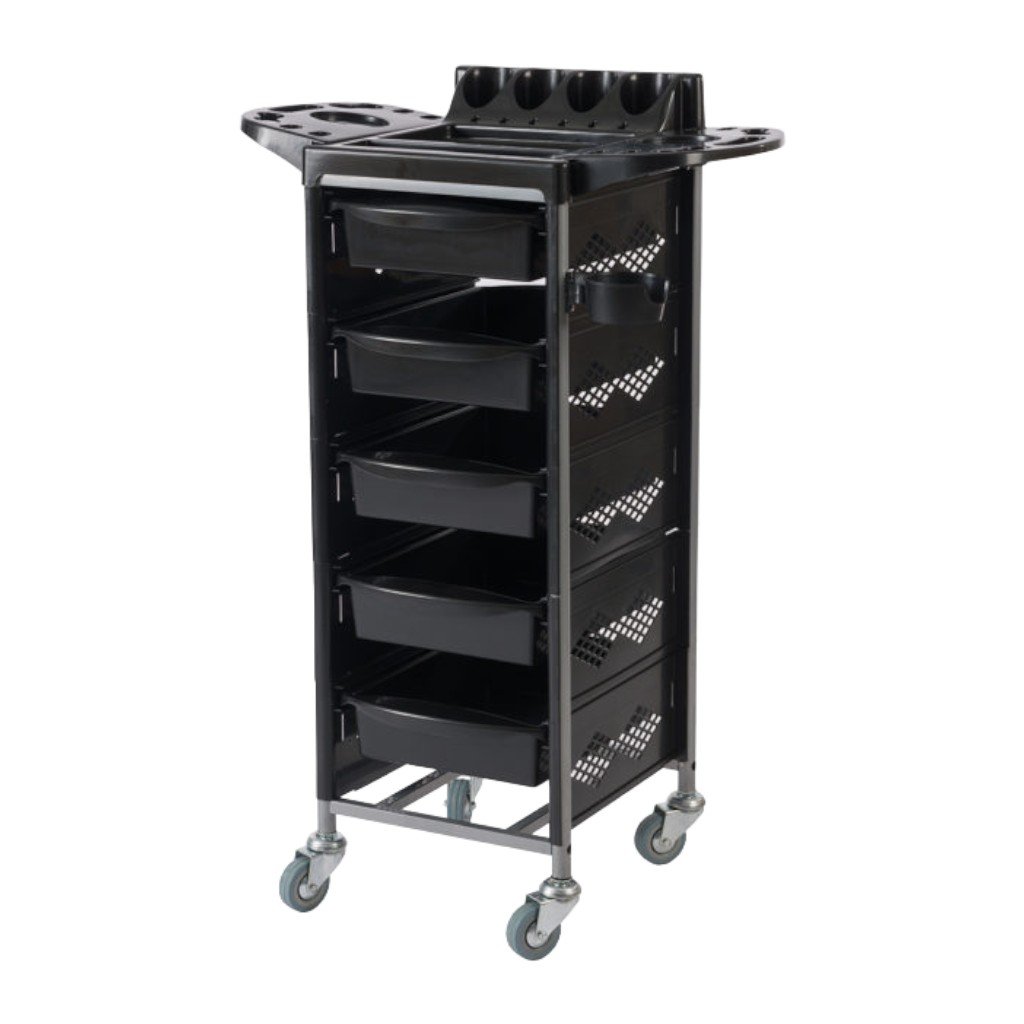 Carrello Biondo per parrucchieri con 5 cassetti e struttura metallica - Weelko