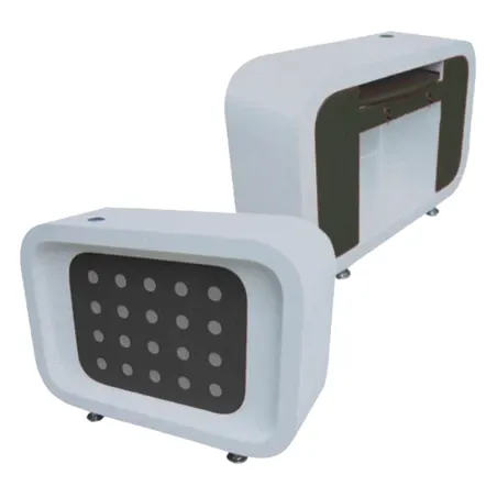 Recepción Buddy: mostrador ergonómico con almacenamiento y diseño elegante