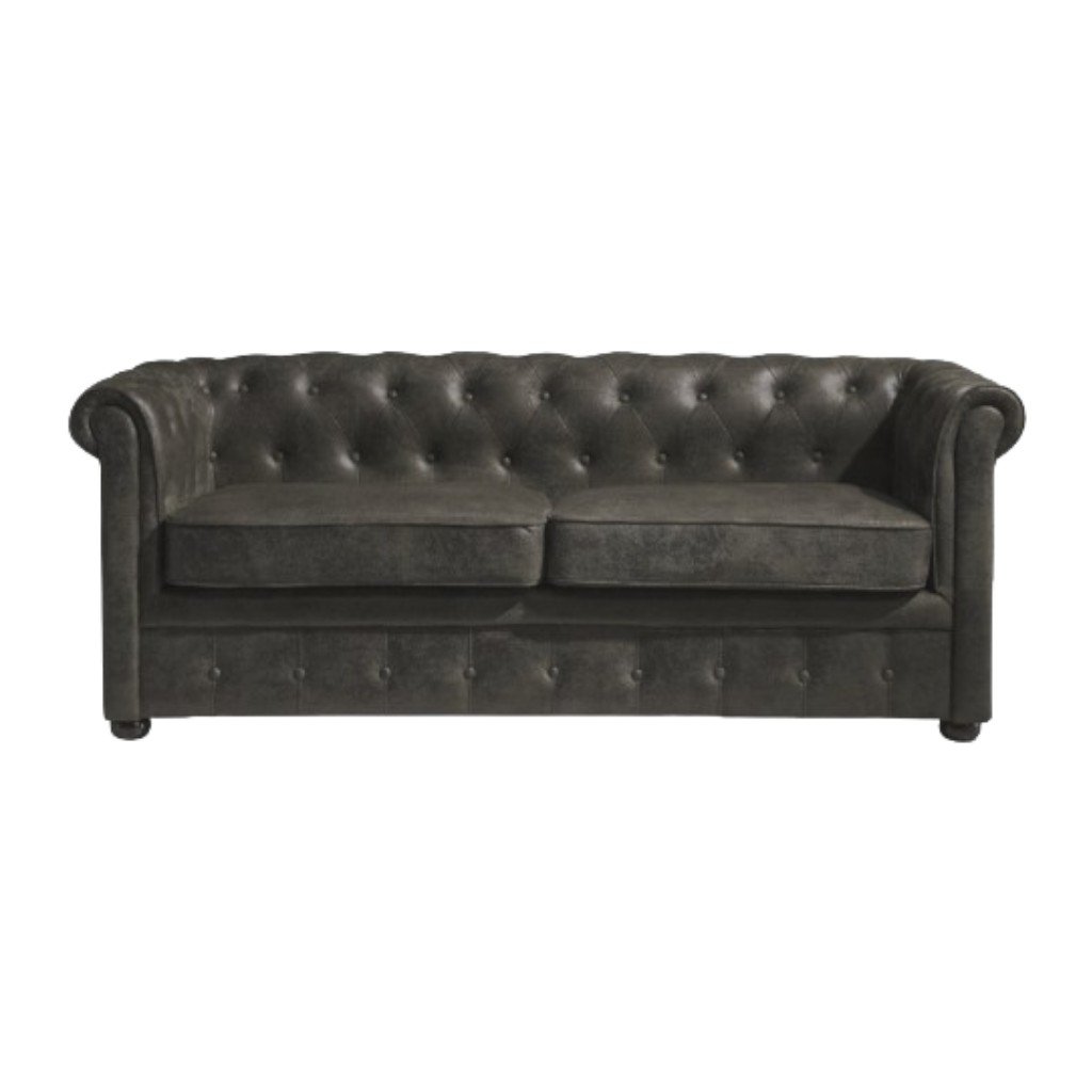 Chester Grey 3-Seater Waiting Sofa, Button-Tufted PU Faux Leather by I-medStetic Premium