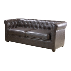 Sedia attesa Chester 3 posti marrone capitonné pelle sintetica PU struttura in legno massiccio - I-medStetic Premium