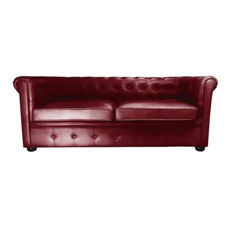 Sillón de espera Chester 3 plazas Burdeos capitoné - I-medStetic Premium