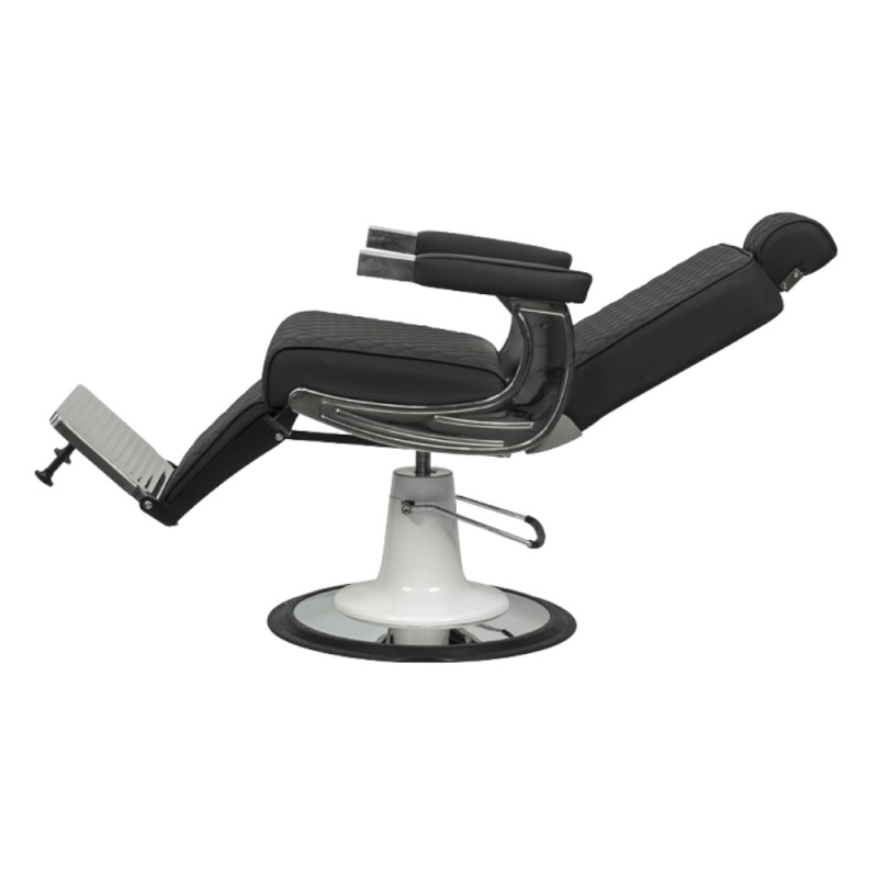Sillón de barbero Jack Retro NeoBeauty reclinado con reposapiés extendido