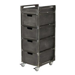 NeoBeauty Brixton 4-Drawer Barber Cart with Swivel Wheels, Gray