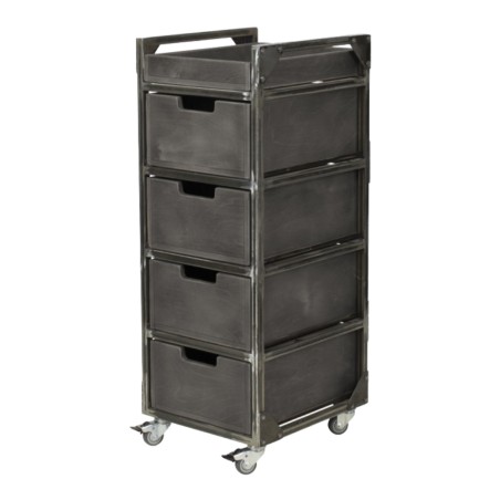 Carrito Barbería Brixton Gris con 4 Cajones y Ruedas Giratorias - Moderno | NeoBeauty