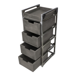 NeoBeauty Brixton 4-Drawer Barber Cart with Swivel Wheels, Gray