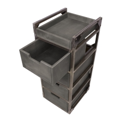 Carrito Barbería Brixton Gris con 4 Cajones y Ruedas Giratorias - Moderno | NeoBeauty
