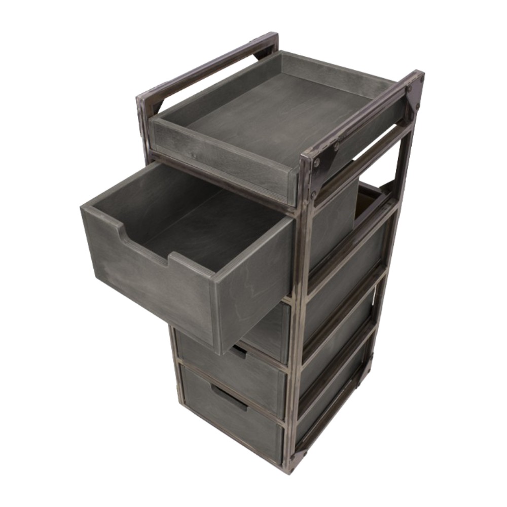 NeoBeauty Brixton Barber Cart: 4 Drawers, Swivel Wheels, Gray -NeoBeauty -Carber carts