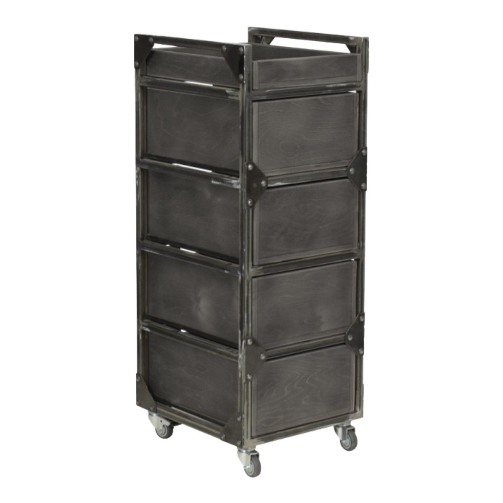 NeoBeauty Brixton Barber Cart: 4 Drawers, Swivel Wheels, Gray -NeoBeauty -Carber carts