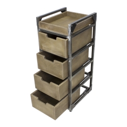 Carrito de barbería Brixton marrón 4 cajones y ruedas giratorias - NeoBeauty
