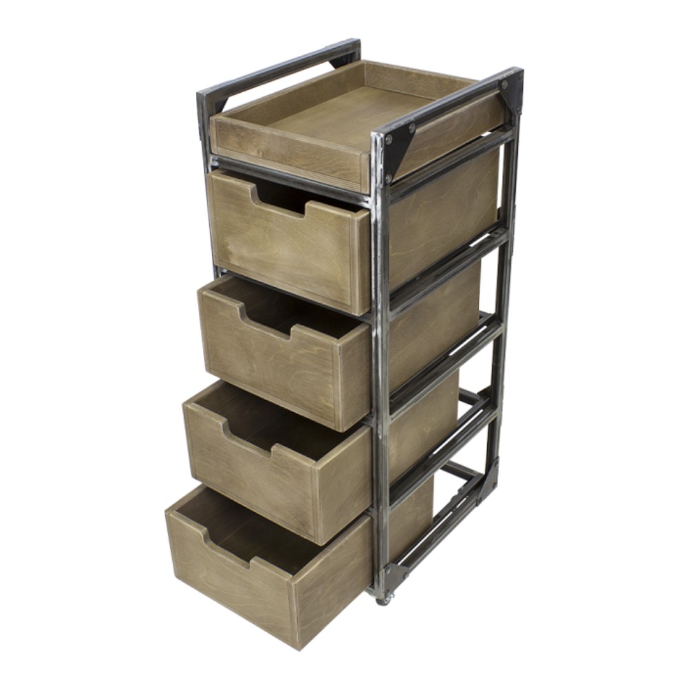 NeoBeauty Brixton Brown Barber Cart: 4 Drawers, Swivel Wheels -NeoBeauty -Carber carts
