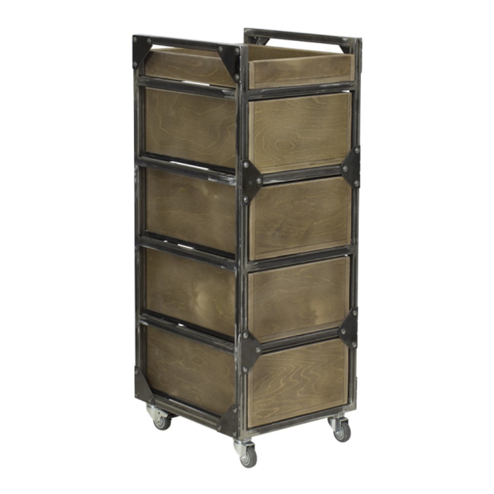 NeoBeauty Brixton Brown Barber Cart: 4 Drawers, Swivel Wheels -NeoBeauty -Carber carts