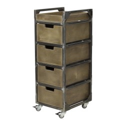 NeoBeauty Brixton Brown Barber Cart: 4 Drawers, Swivel Wheels -NeoBeauty -Carber carts