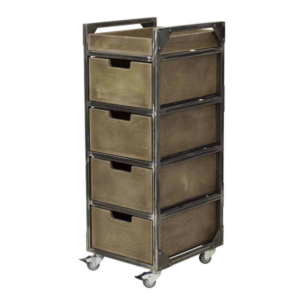 NeoBeauty Brixton Brown Barber Cart: 4 Drawers, Swivel Wheels -NeoBeauty -Carber carts