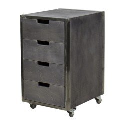 NeoBeauty City Barber Cart — Vintage Distressed Metal Frame, Low-Height Compact Design