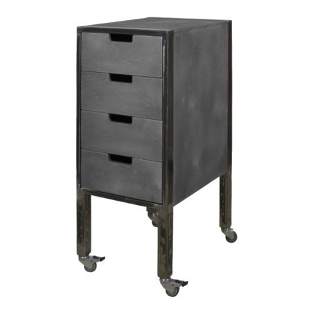Carrito de barbería City Plus Gris con cajones de madera contrachapada y ruedas giratorias - NeoBeauty
