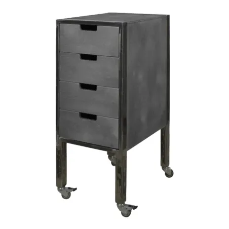 Carrito de barbería City Plus Gris con cajones de madera contrachapada y ruedas giratorias - NeoBeauty