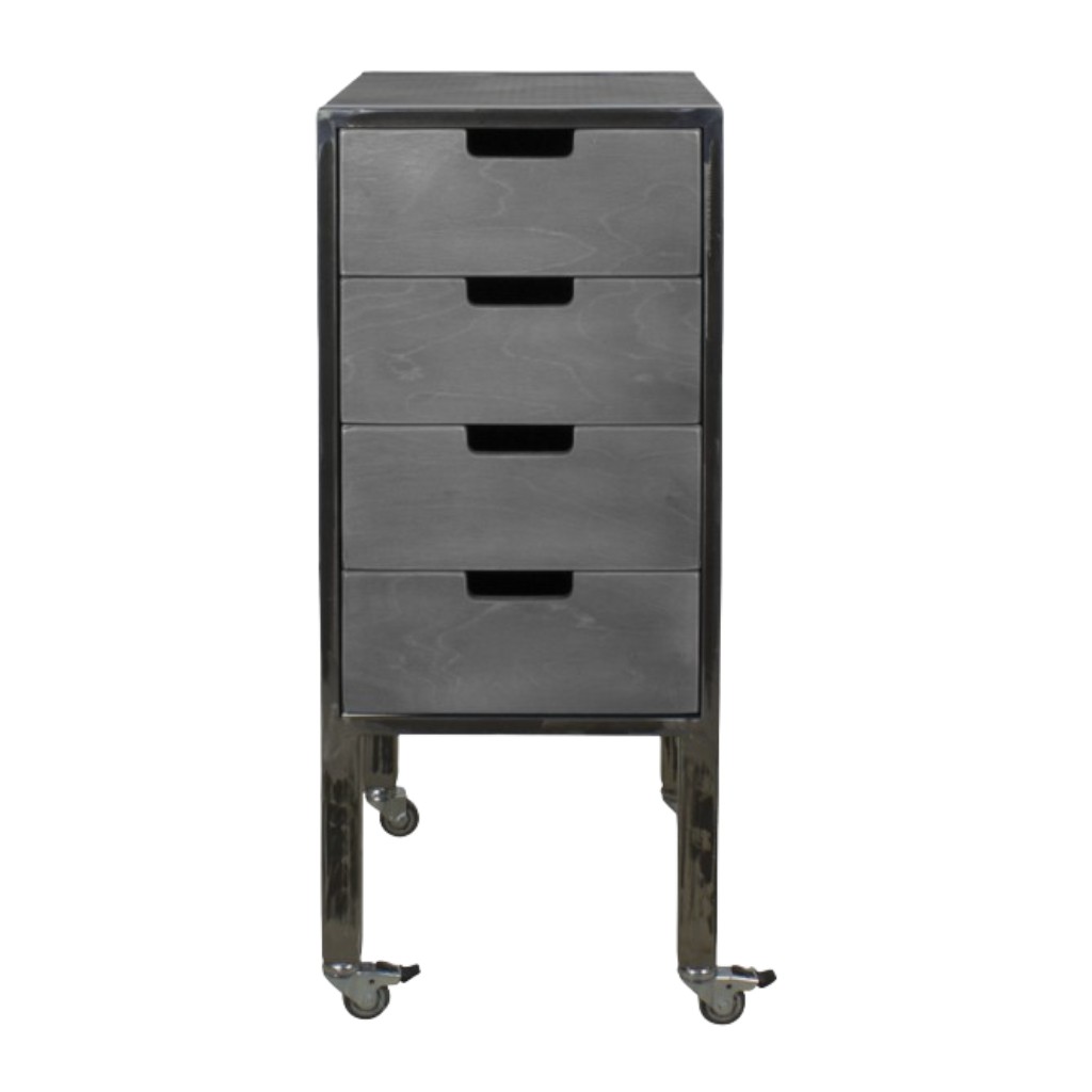 NeoBeauty City Plus Barber Cart – Vintage Lacquered Metal, Spacious Drawers and Swivel Wheels