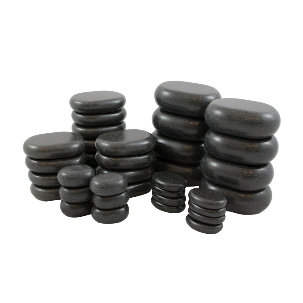 Set de 36 Piedras de Basalto para Masaje Weelko - Terapia de Relajación -Weelko -Masaje