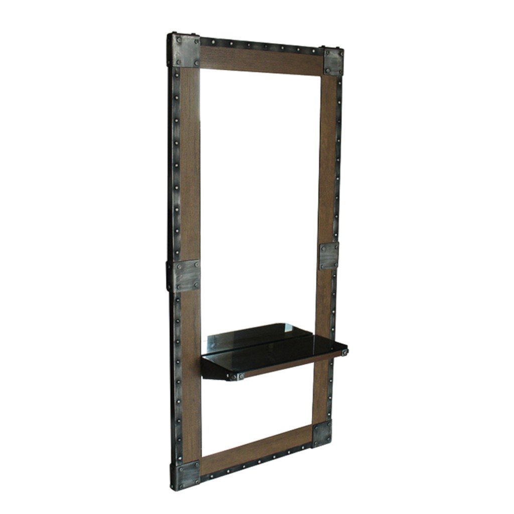 Miroir de coiffeur avec étagère centrale en bois i-Medstetic