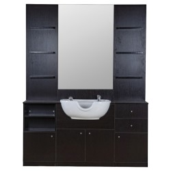 I-Medstetic Modern Barber Shop Styling Station with Shampoo Sink and Storage