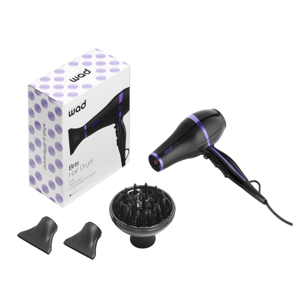 Asciugacapelli ionico Bris Purple 1800–2100 W per parrucchieri - Wad