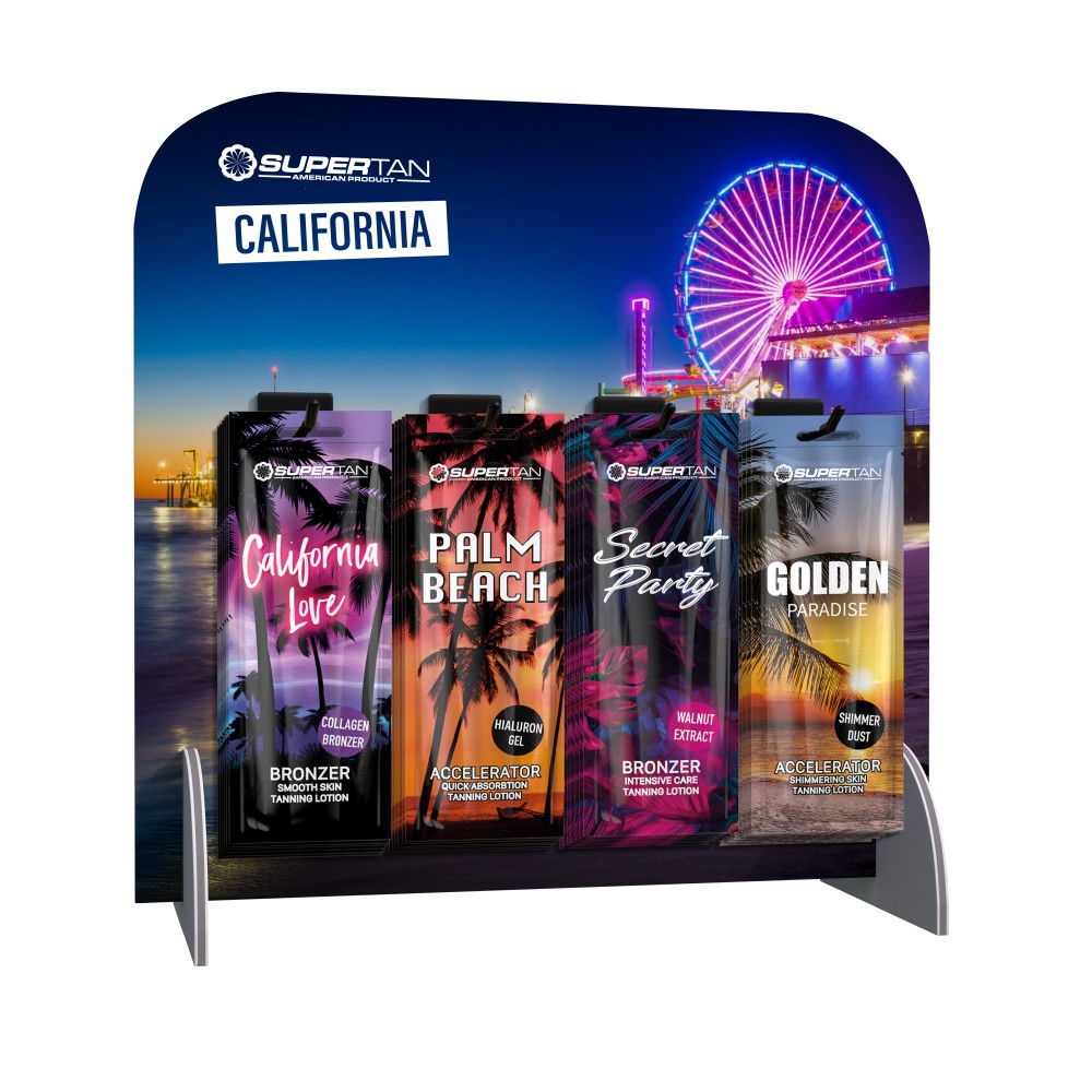 Pack Supertan California con Expositor - Acelerador de Bronceado -Supertan -Aceleradores de bronceado