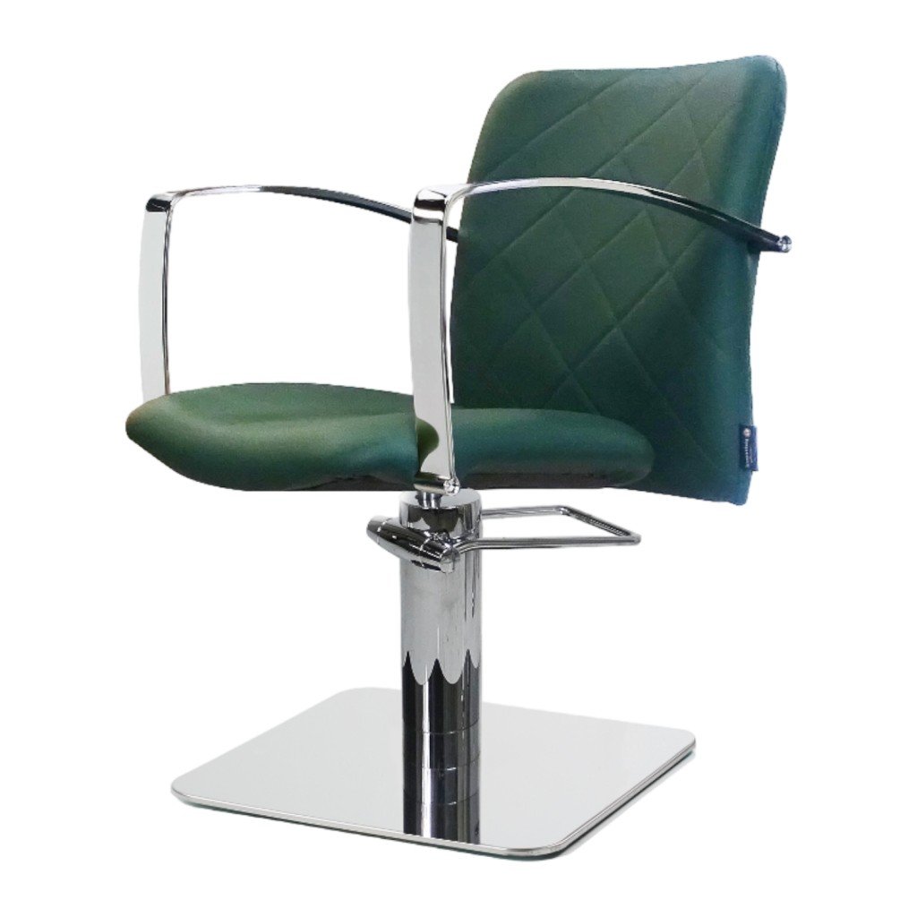 Mr. Paul Optima Salon Chair: Chrome Armrests, Diamond Quilted, PVC Cover
