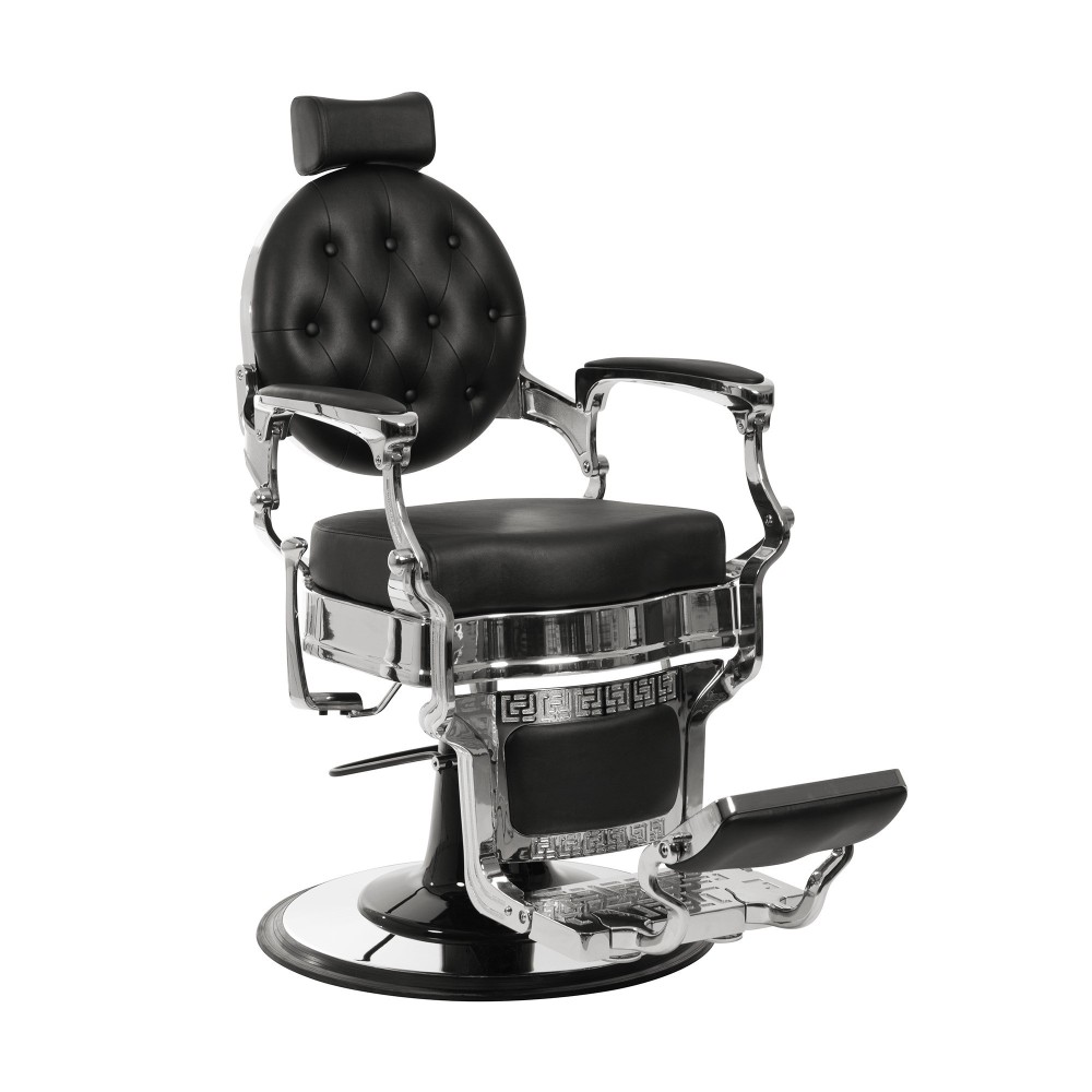 Black and Silver Buzz Vintage Barber Chair by Weelko -Weelko -Barber chairs