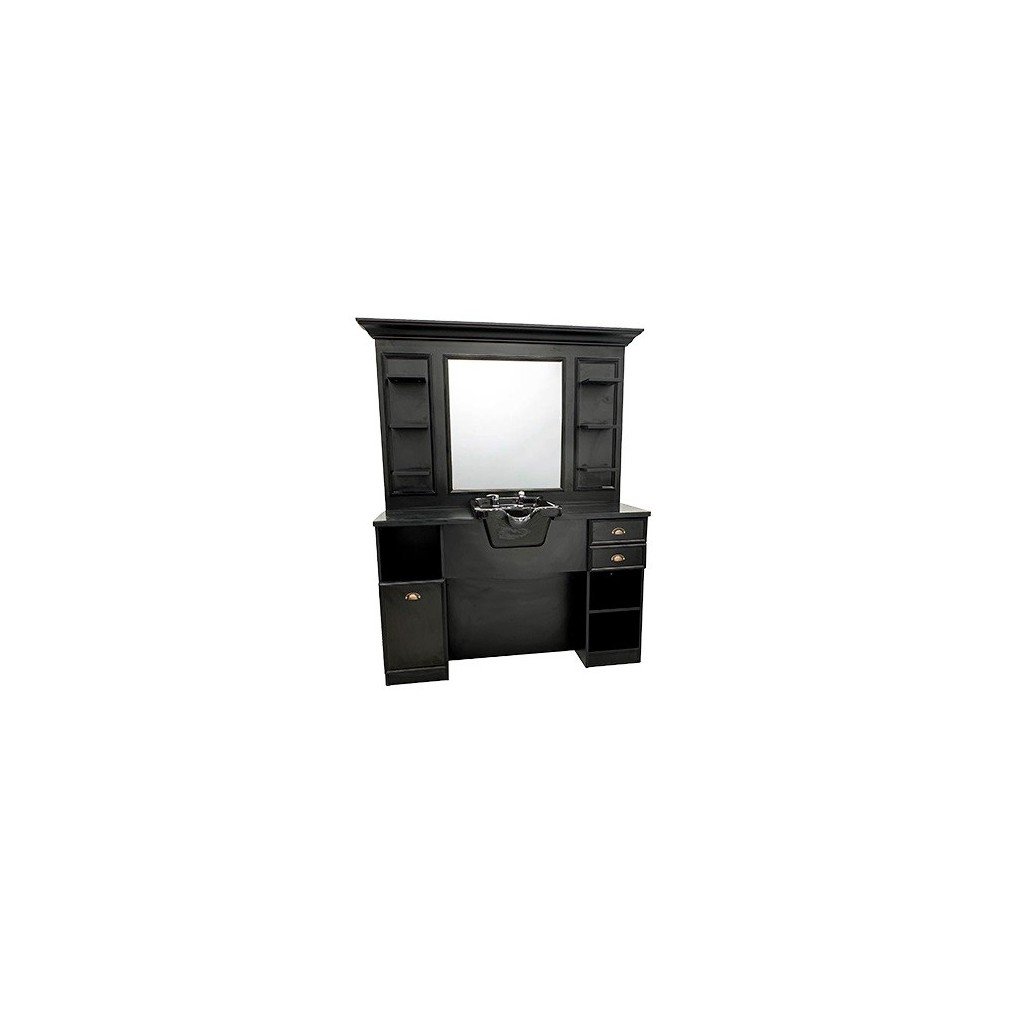 Barber Dresser and Workstation Bansa Vintage Industrial with Integrated Shampoo Unit - Weelko
