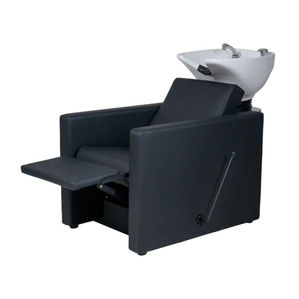 Lavatesta Ripple+ Weelko - chaise-longue con struttura metallica, bacino in ceramica e appoggiapiedi ribassabile
