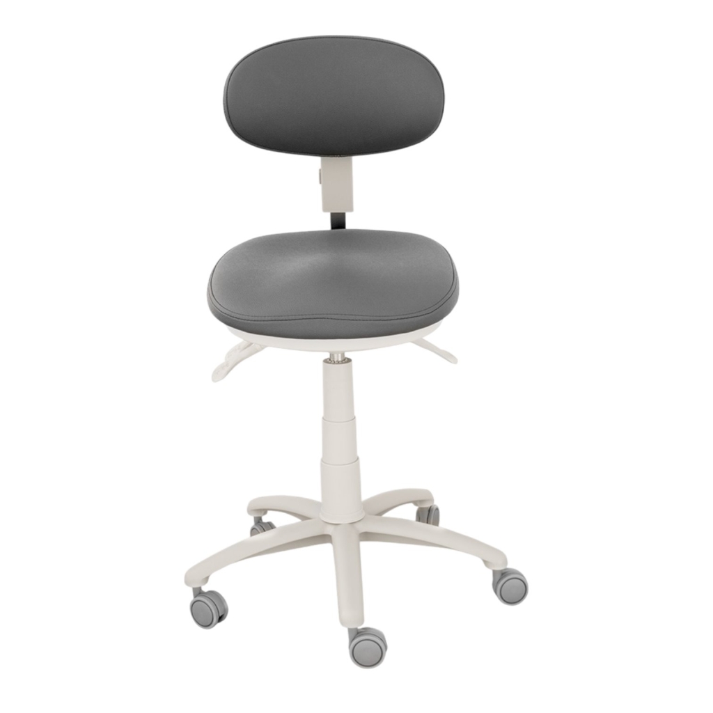 Weelko Sway Hocker mit Rückenlehne, Sattelsitz, höhenverstellbar (55–73 cm), PU-Bezug