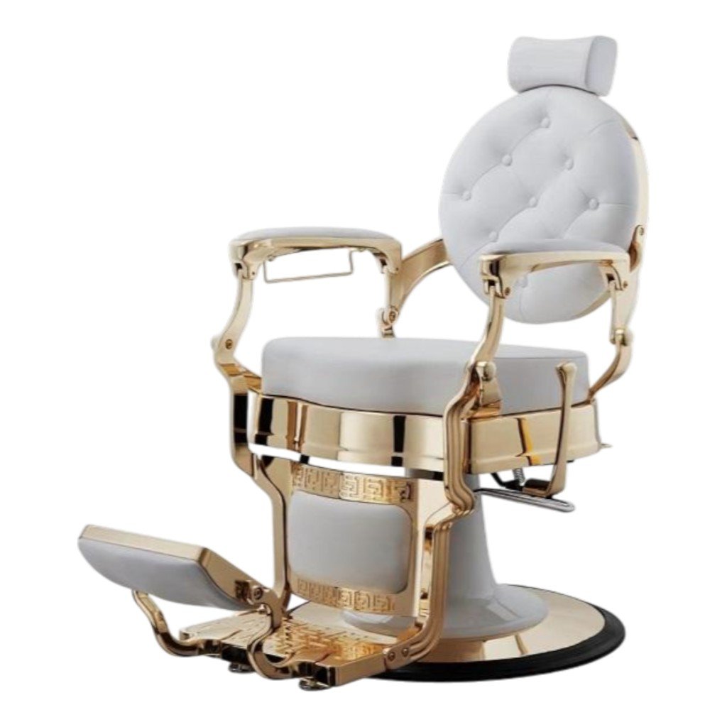 Buzz White Gold Weelko Barber Chair - Vintage, Retro, Classic & Modern