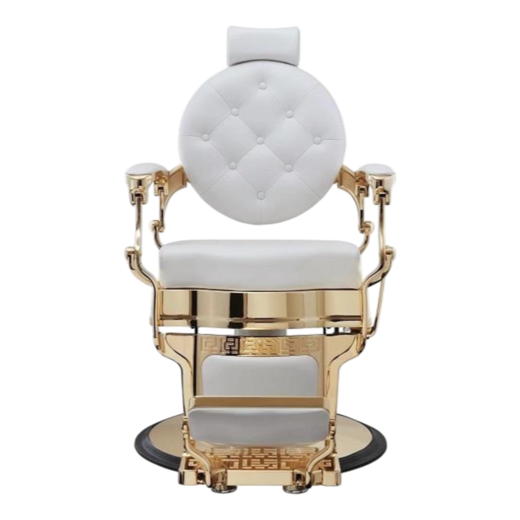 Buzz White Gold Weelko Barber Chair - Vintage, Retro, Classic & Modern