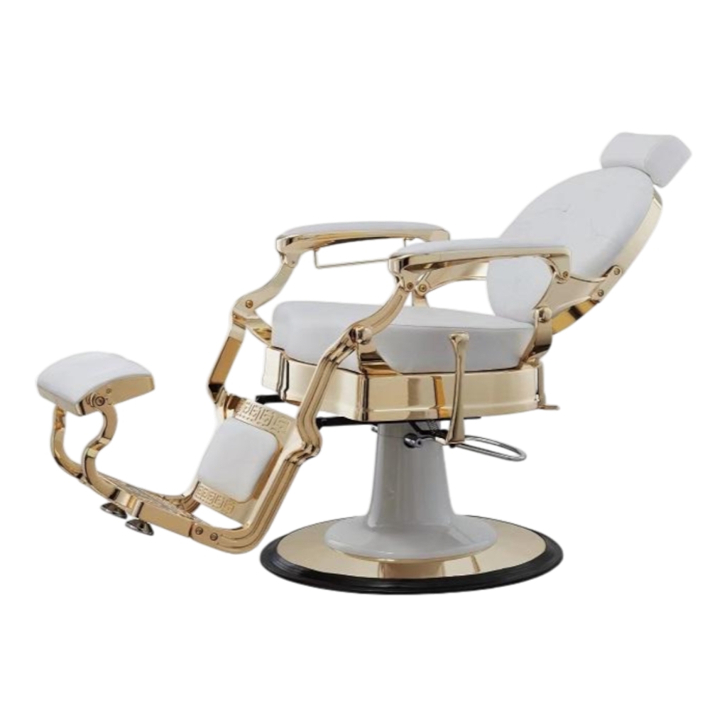 Buzz White Gold Weelko Barber Chair - Vintage, Retro, Classic & Modern