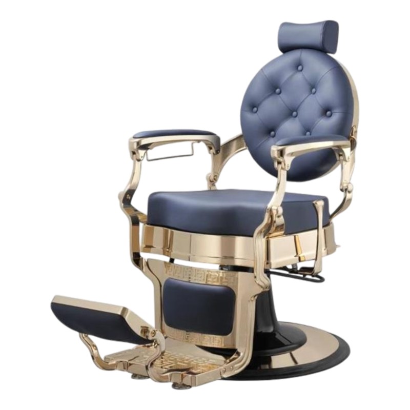 Buzz Gold Blue Barber Chair Retro by Weelko -Weelko -Barber chairs