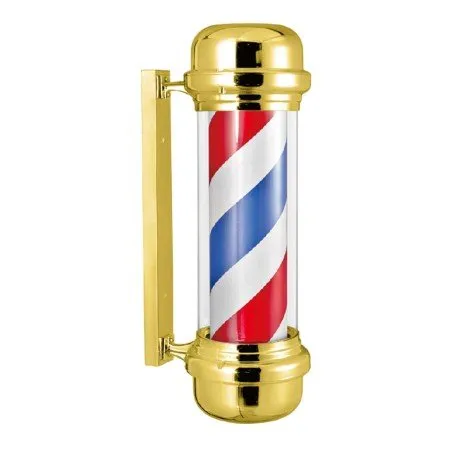 Poste de barbero rotativo tricolor dorado clásico - Weelko