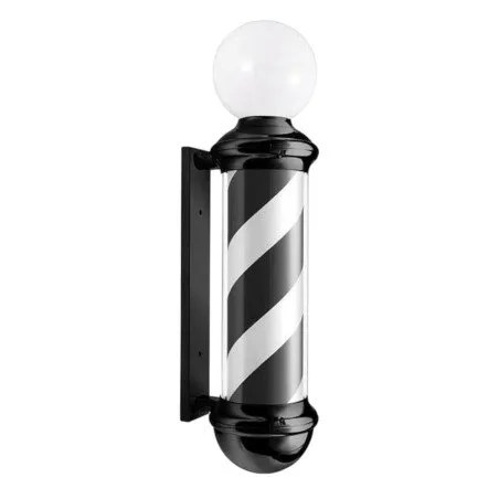 Poste de barbero rotativo blanco y negro con globo luminoso moderno - Weelko